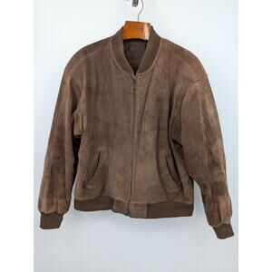 Vintage RoundTree & Yorke Brown Leather Bomber Jacket Men's XL Distressed Jacket